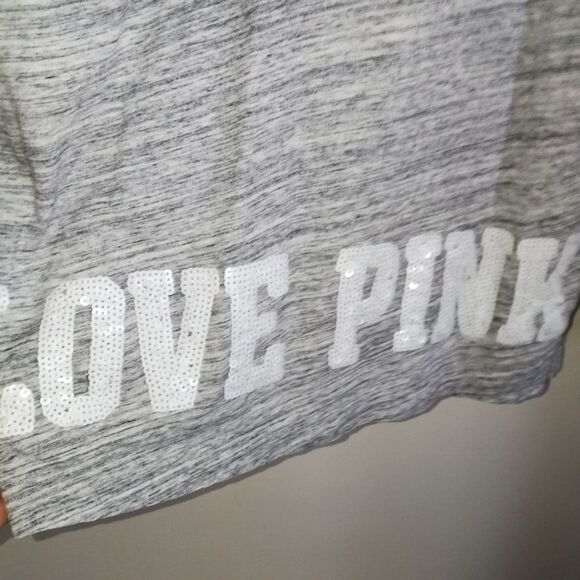 PINK Grey & White Dog Sequins Cotton Long Sleeves Sweatshirt Size XS - Picture 8 of 14